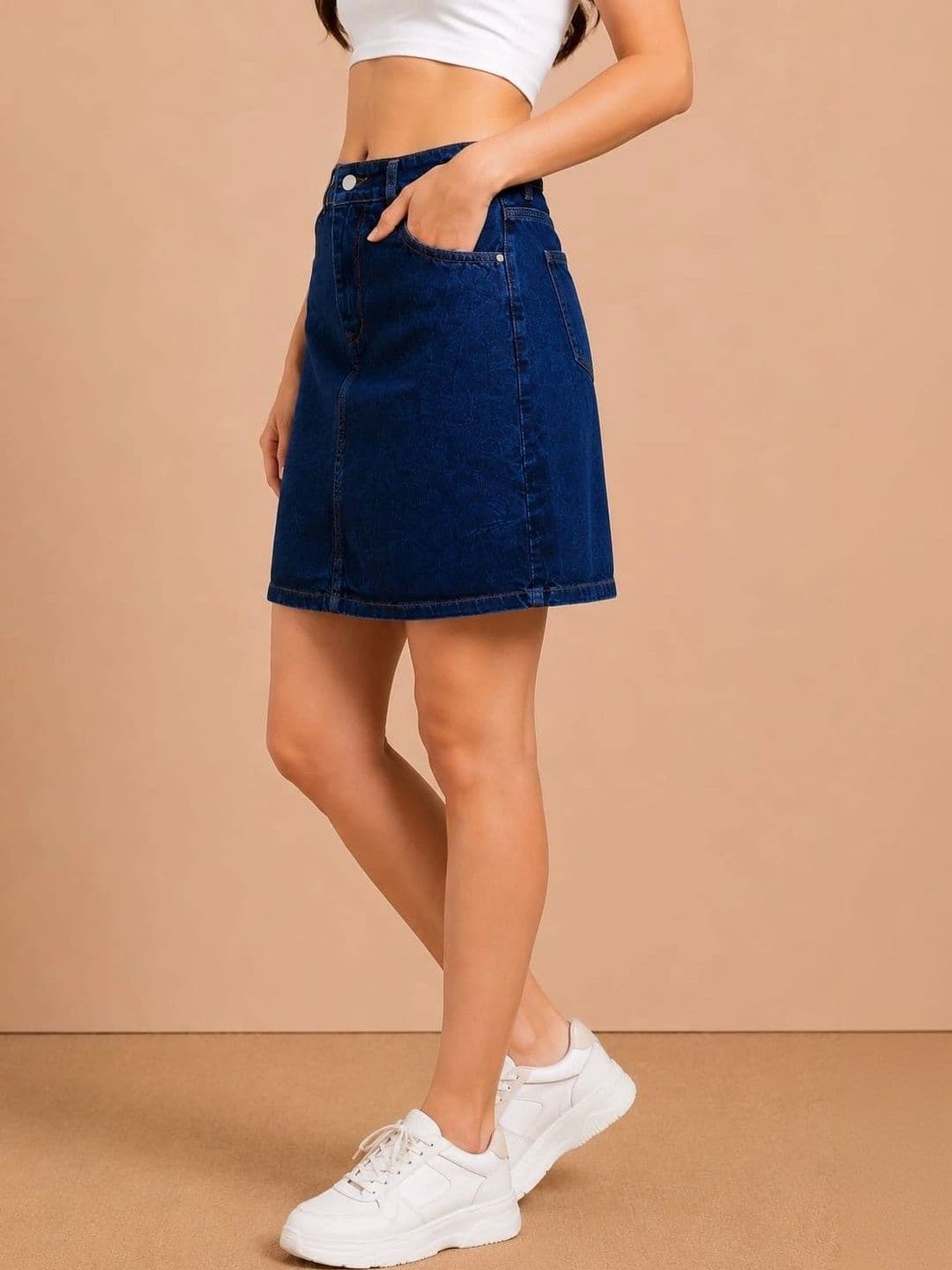 Mast & Harbour Women Denim Above Knee A-Line Skirt thumbnail 4