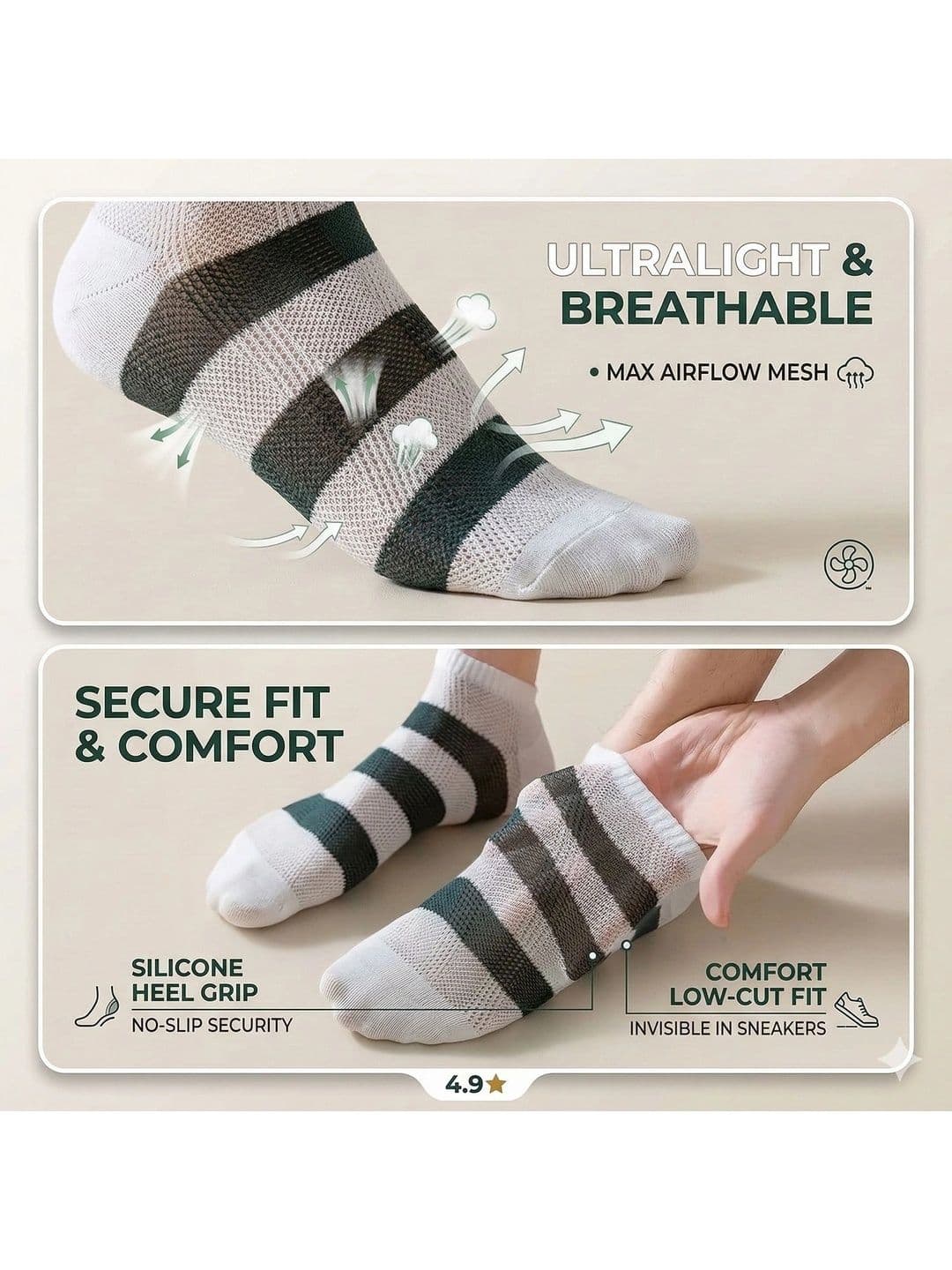 Moda Rapido Men Pack of 5 Cotton Blend Striped Ankle Length Socks thumbnail 4