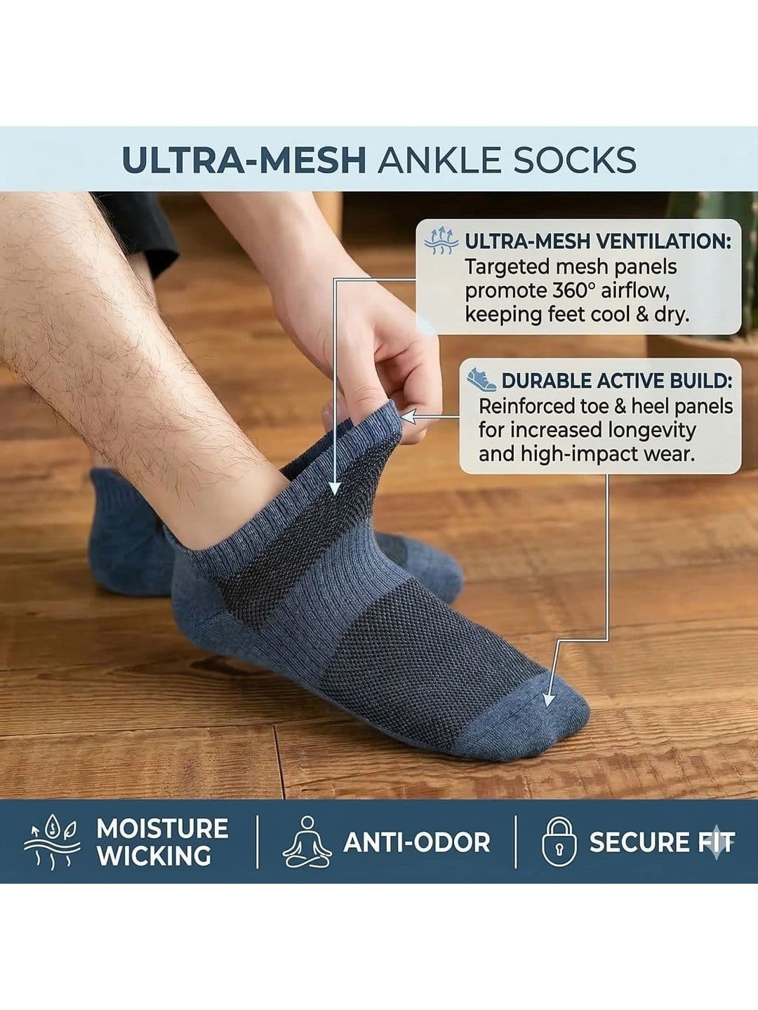 Moda Rapido Men Pack of 10 Cotton Blend Colourblocked Ankle Length Socks thumbnail 4