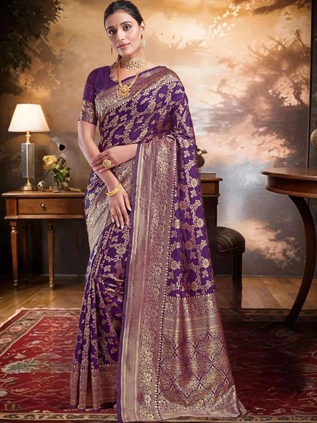 SANISA Ethnic Motifs Zari Silk Blend Saree - view 1