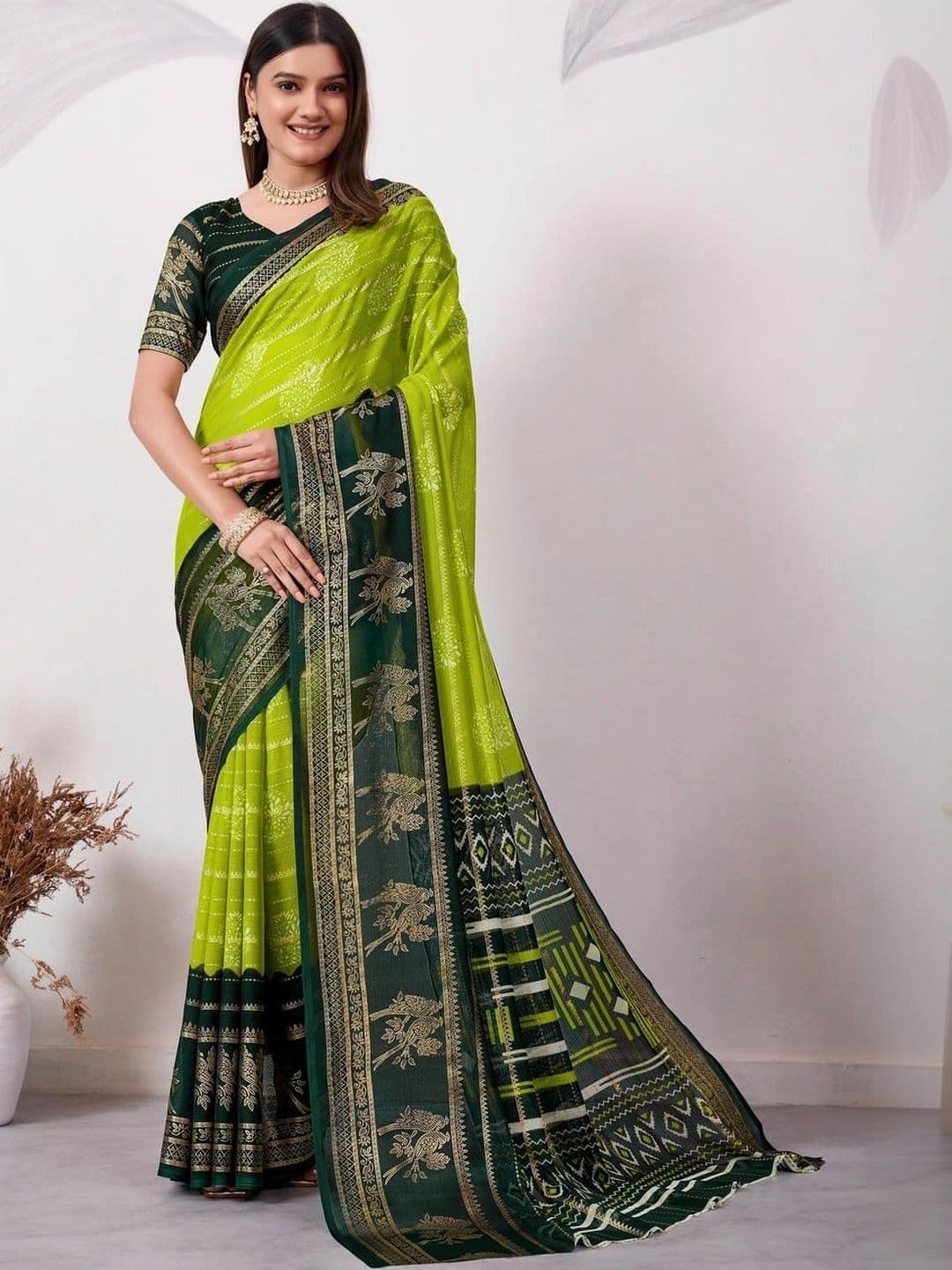 Pixie lane Zari Pure Georgette Paithani Saree - view 1