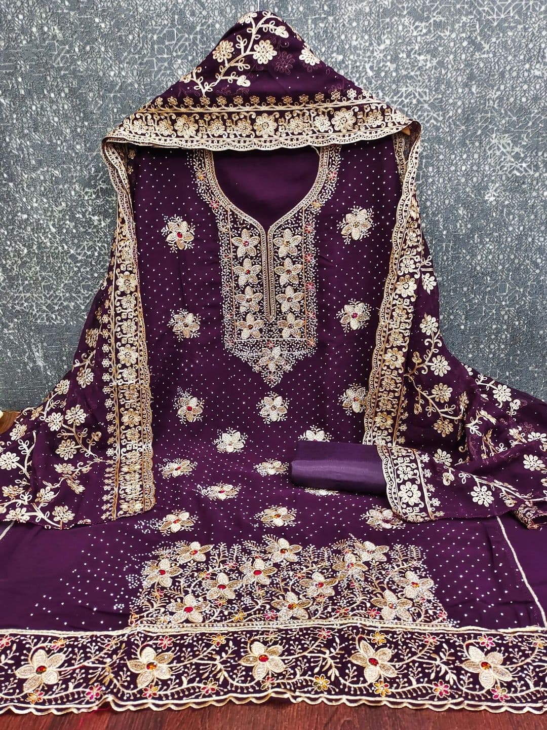 FASHCON Embroidered Unstitched Dress Material thumbnail 4