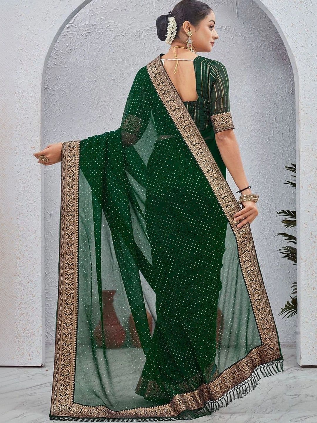 SANISA women Embroidered Pure Georgette Saree thumbnail 3