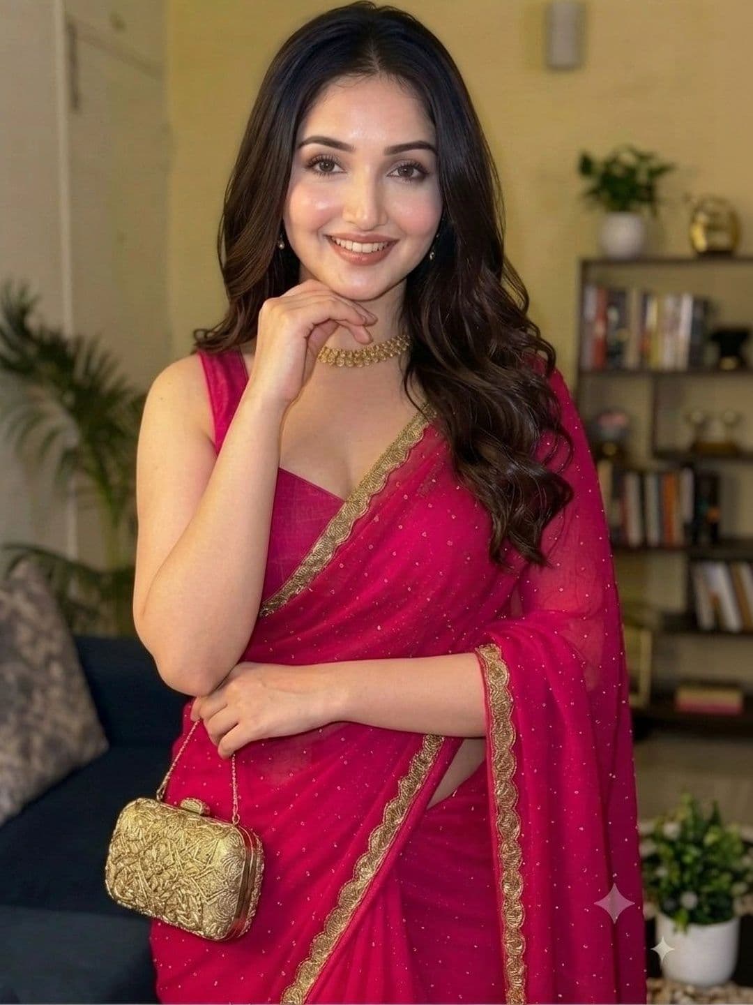 Akshmi Creation Akshmi Women Embroidered Supernet Saree - view 1