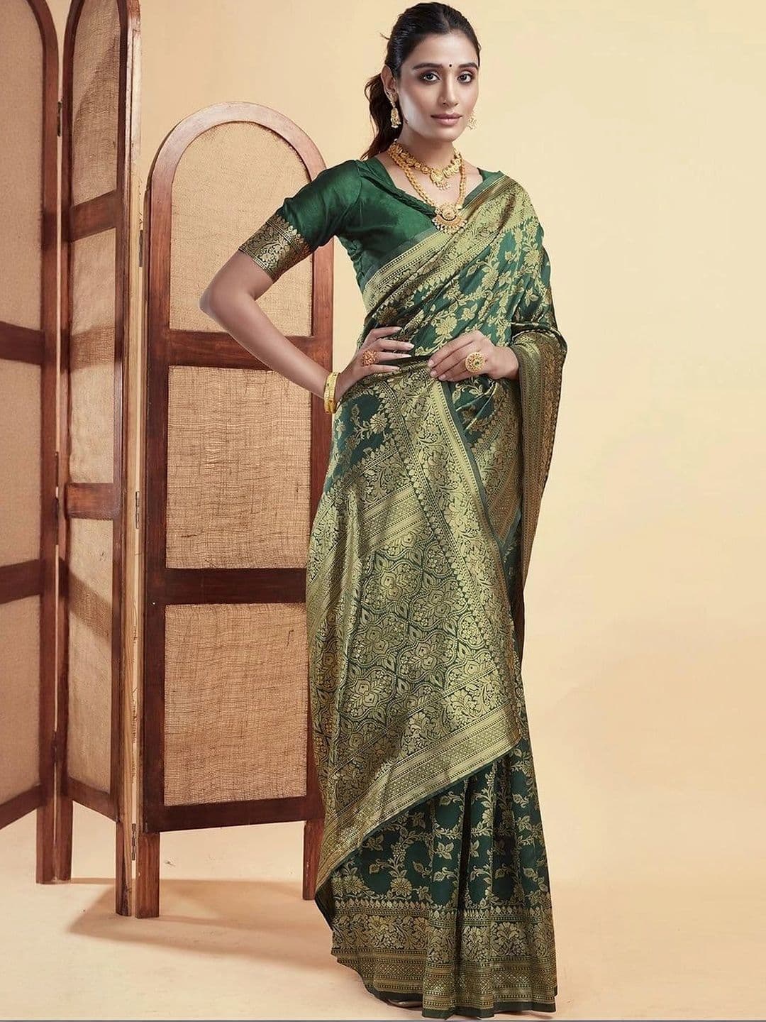 SANISA Ethnic Motifs Zari Silk Blend Saree - view 1