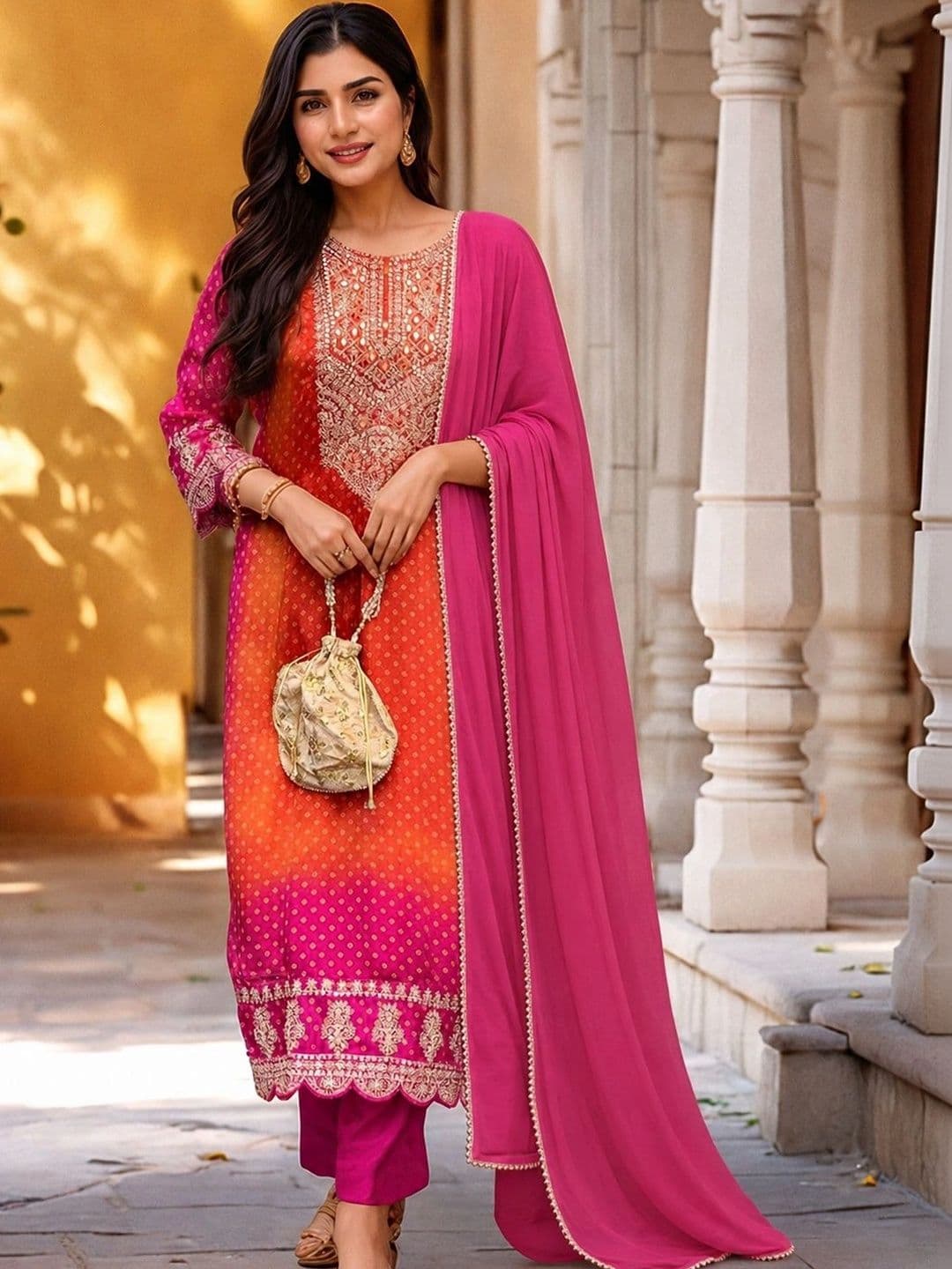 Aaghnya Women Woven Design Woven Design Kurta with Trousers & Dupatta - view 1