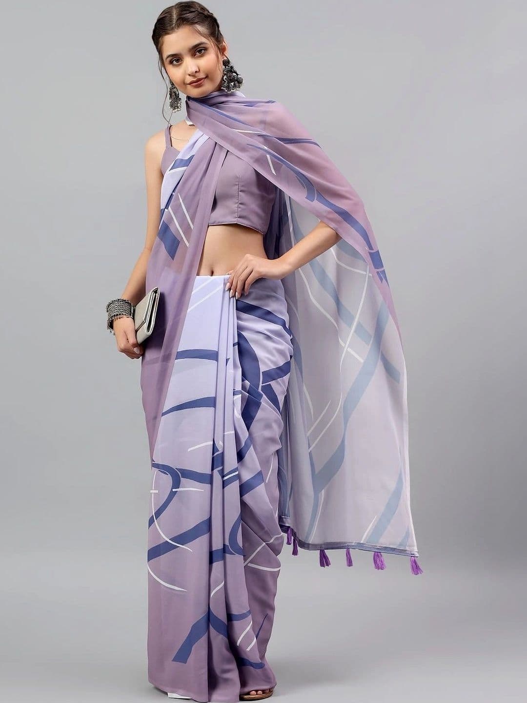 Pixie lane Poly Georgette Saree thumbnail 6