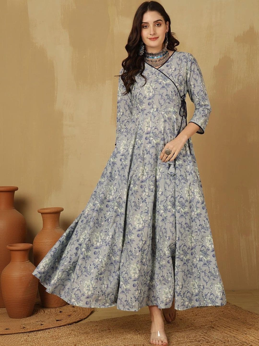 Sangria Women Floral Printed Floral Anarkali Kurta - view 1