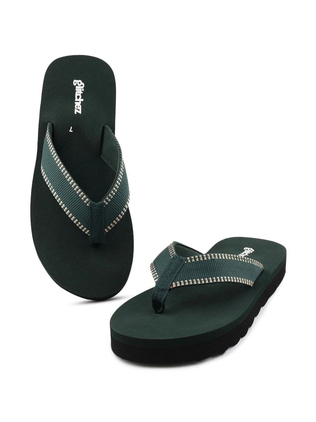 glitchez Men Striped Rubber Thong Flip-Flops thumbnail 2