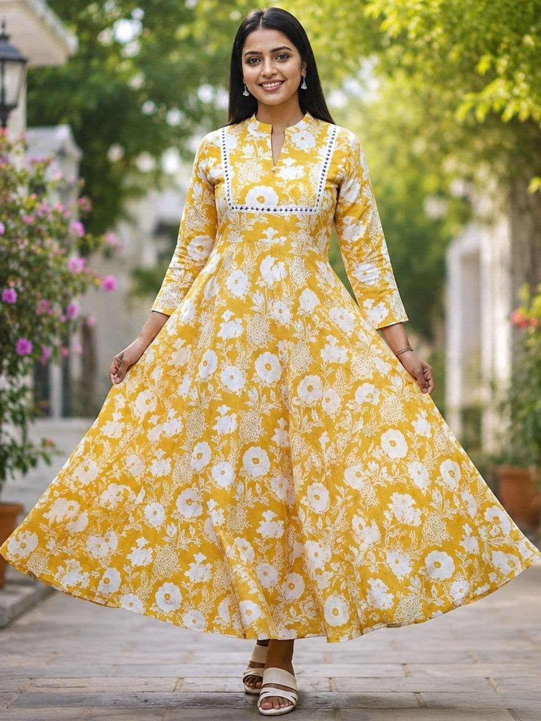 AJ ART Women Floral Printed Floral Anarkali Kurta - view 1