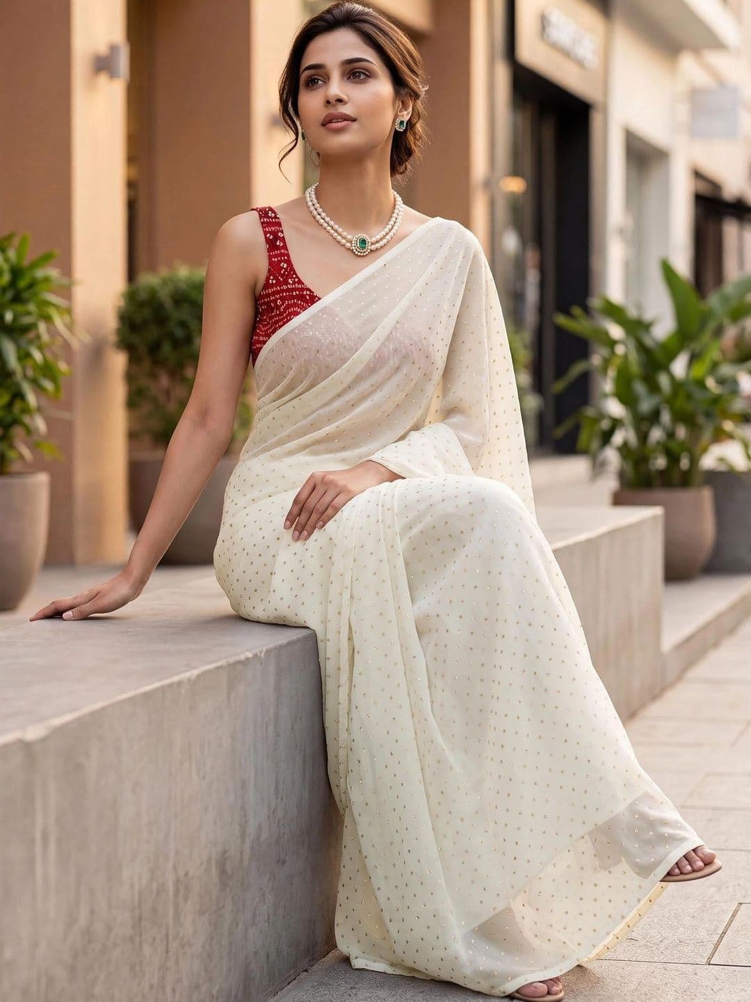 Looootnest Zari Pure Georgette Saree thumbnail 4