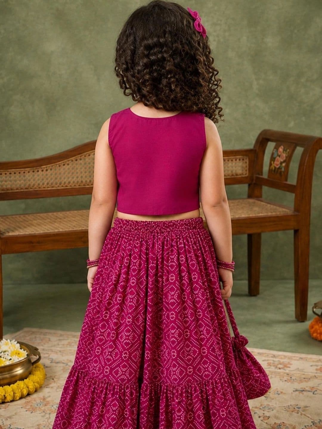 Sangria Girls Embellished Ready to Wear Lehenga & thumbnail 7