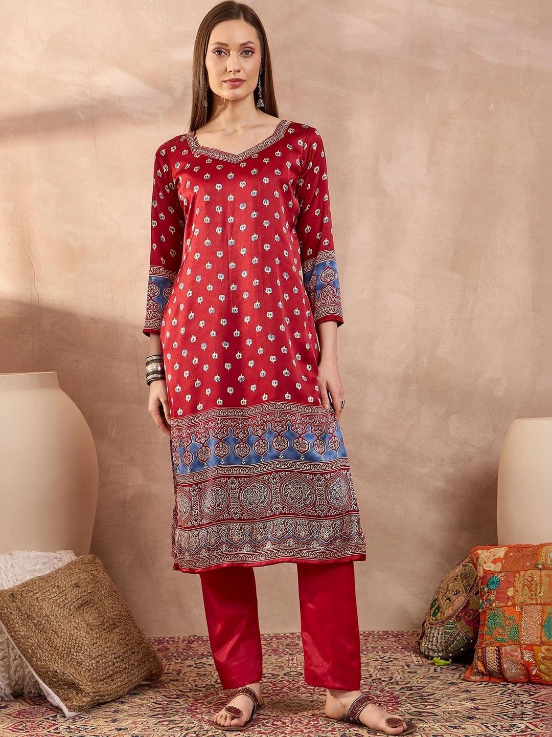 ZYVIRA Satin Unstitched Dress Material - view 1