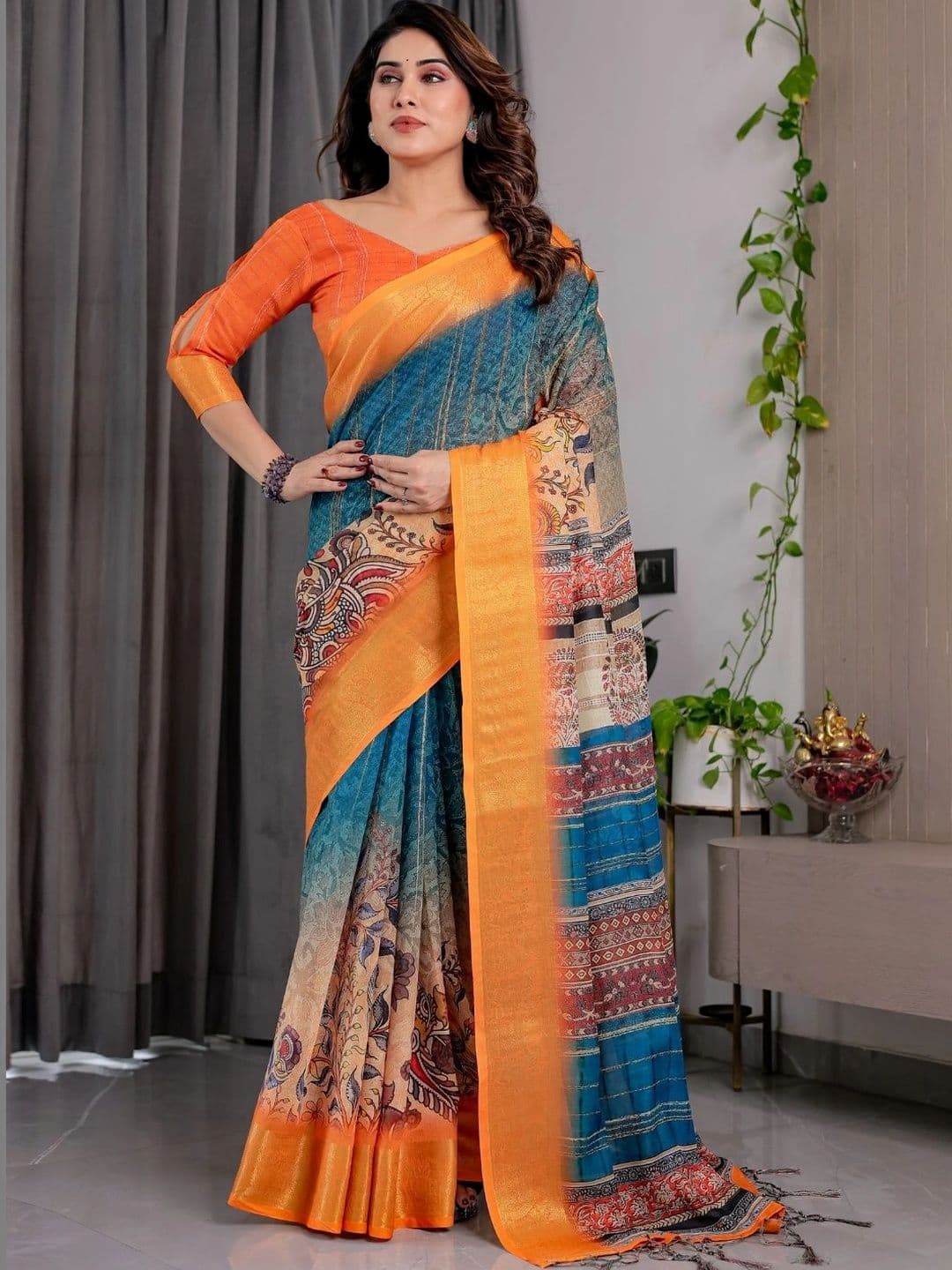 Mitera Women Floral Silk Blend Designer Saree - view 1
