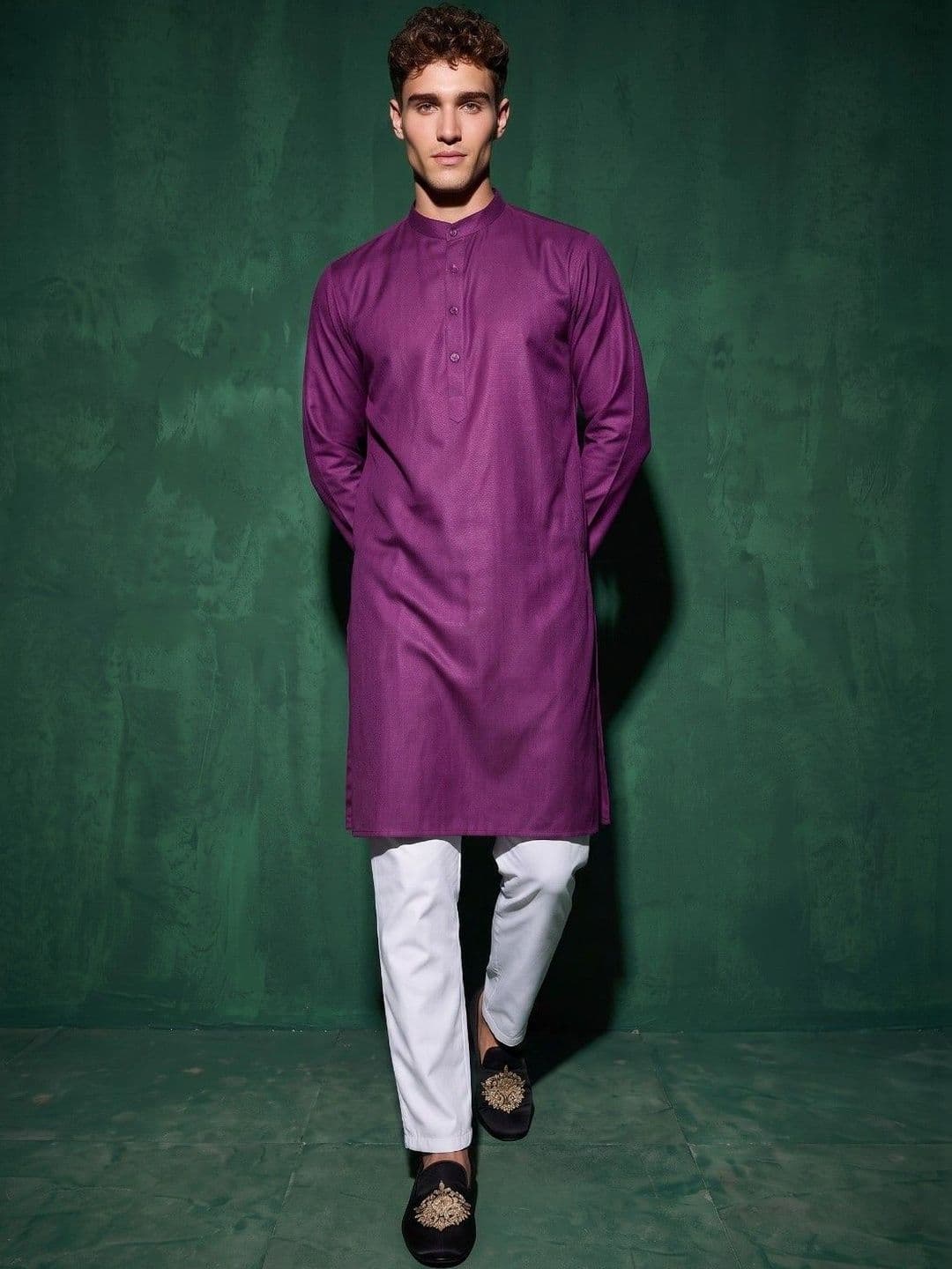 DRIP CHOWK Men Mandarin Collar Cotton Straight Kurta thumbnail 2