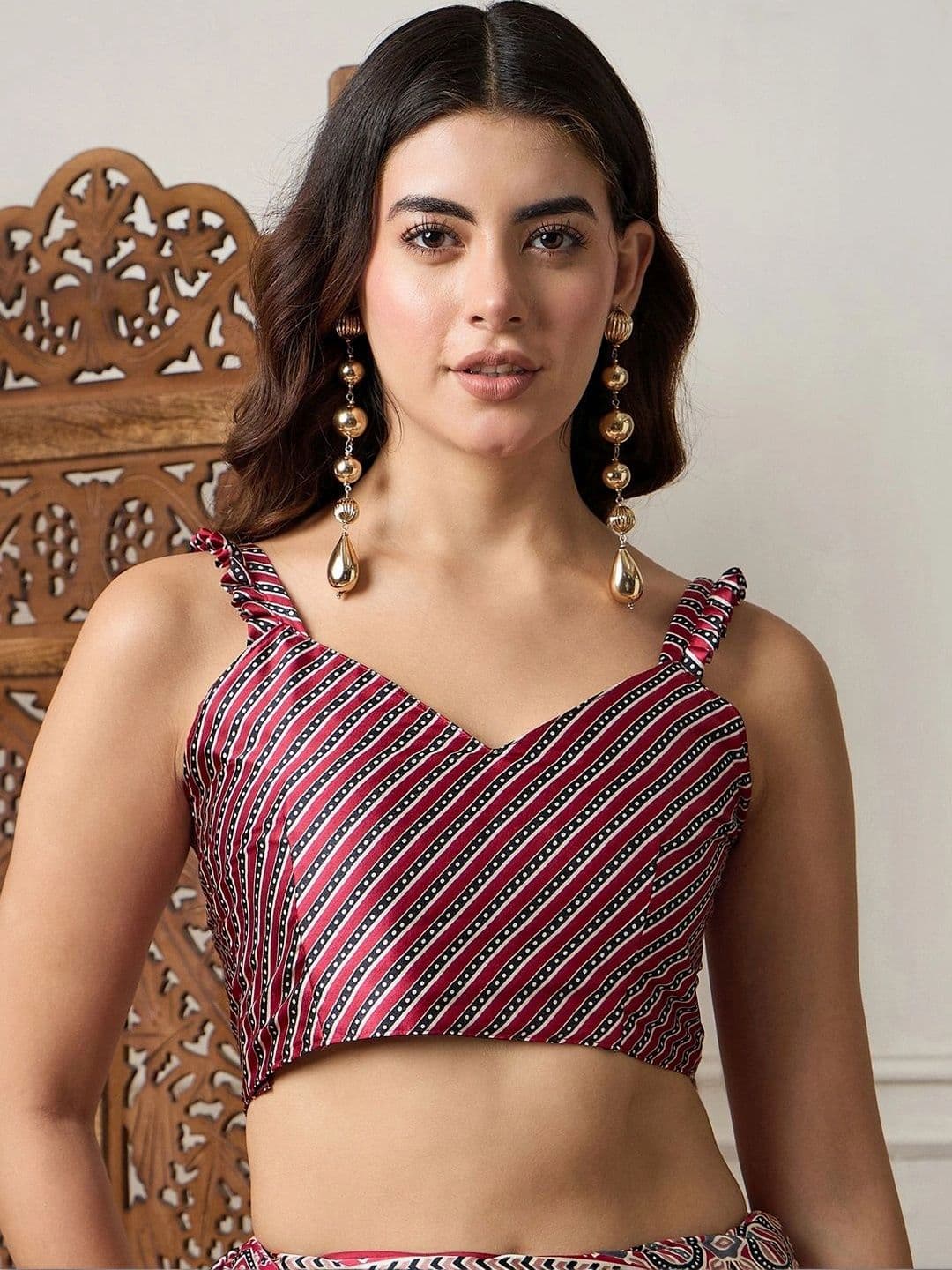 Saree mall Ajrak Block Pure Crepe Designer Block Print Sarees thumbnail 7