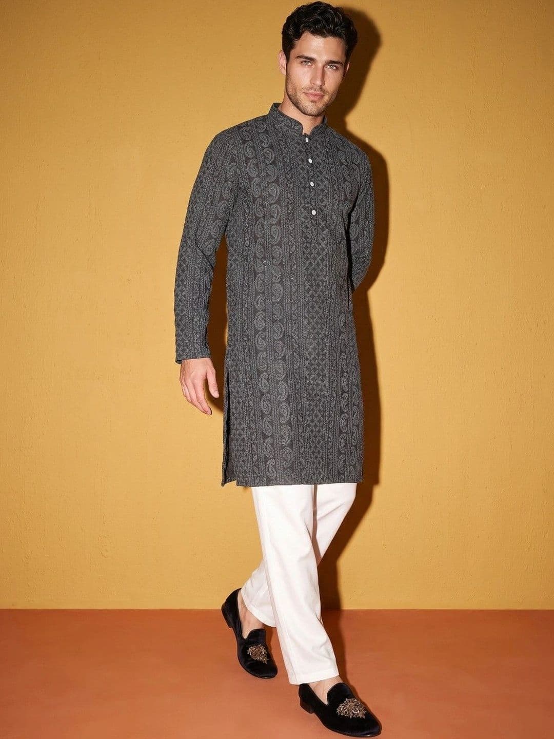 DRIP CHOWK Men Paisley Georgette Kurta - view 1