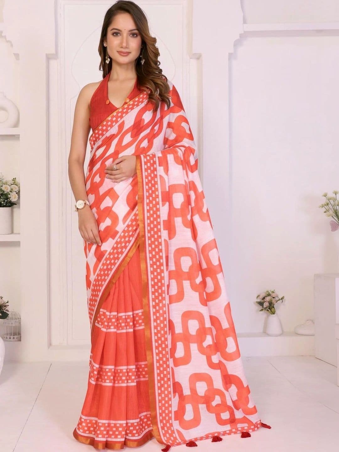 Pixie lane Zari Linen Blend Saree - view 1