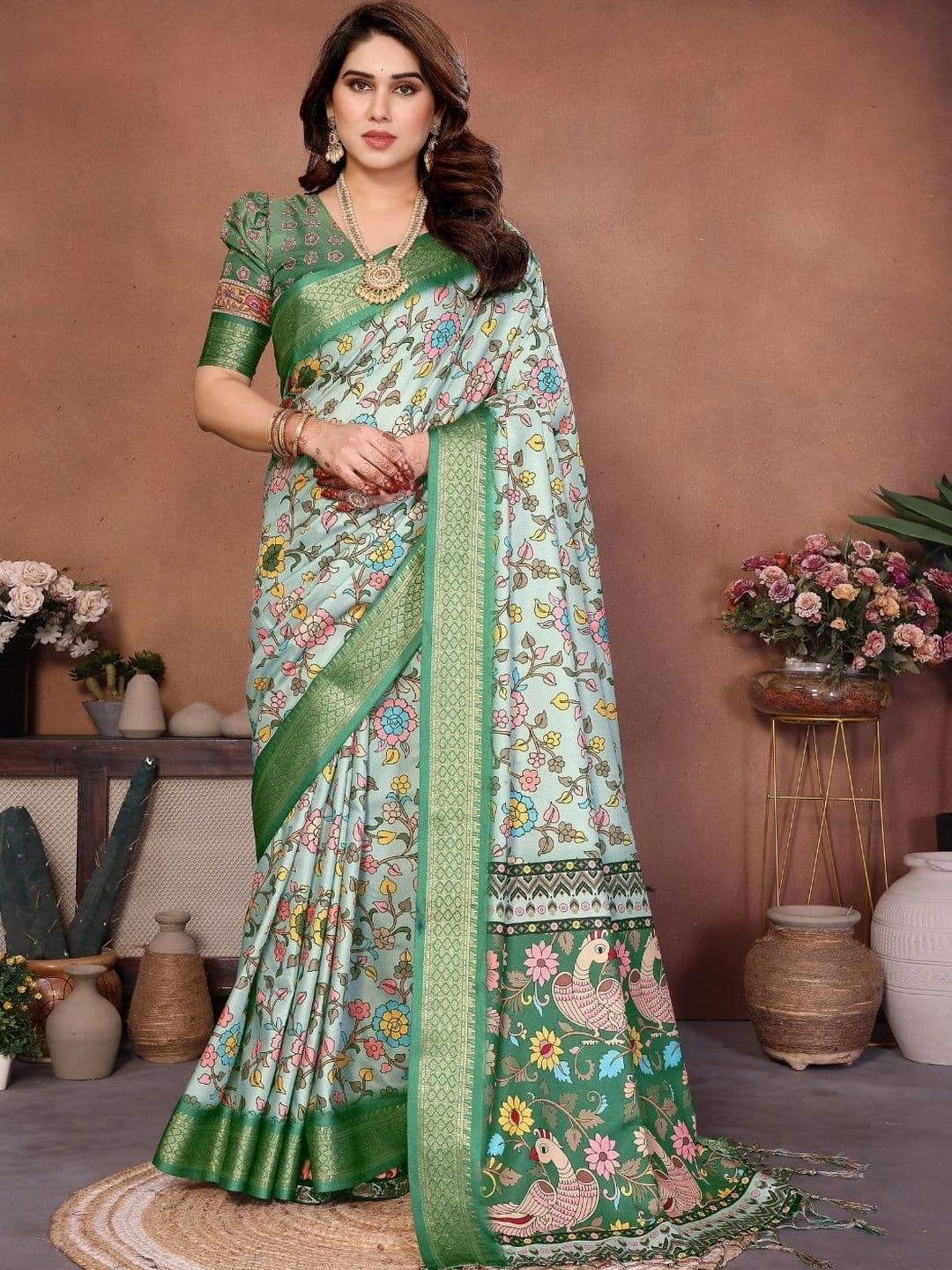 Mitera Floral Zari Designer Saree - view 1