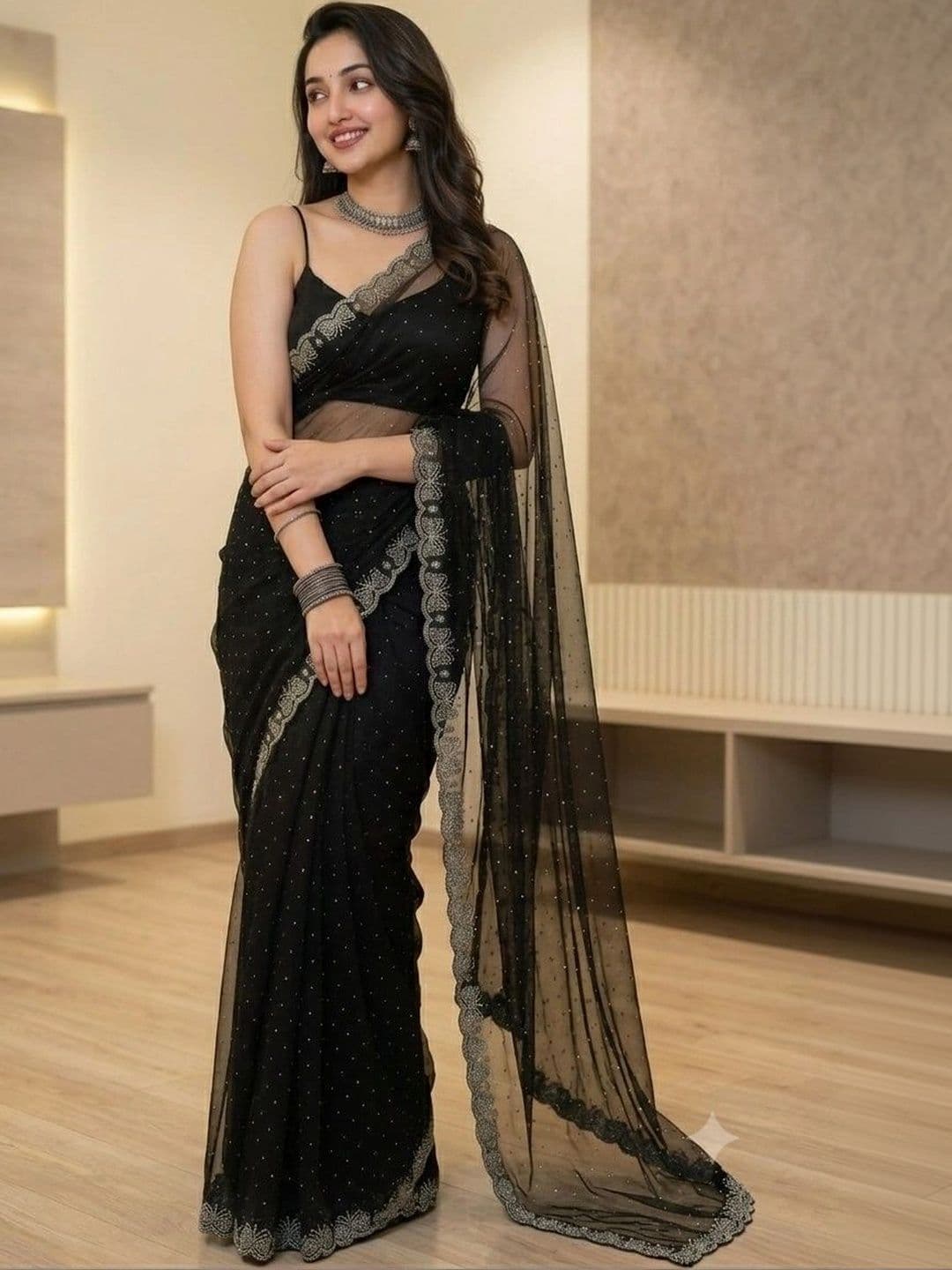 Akshmi Creation Supernet Saree thumbnail 4