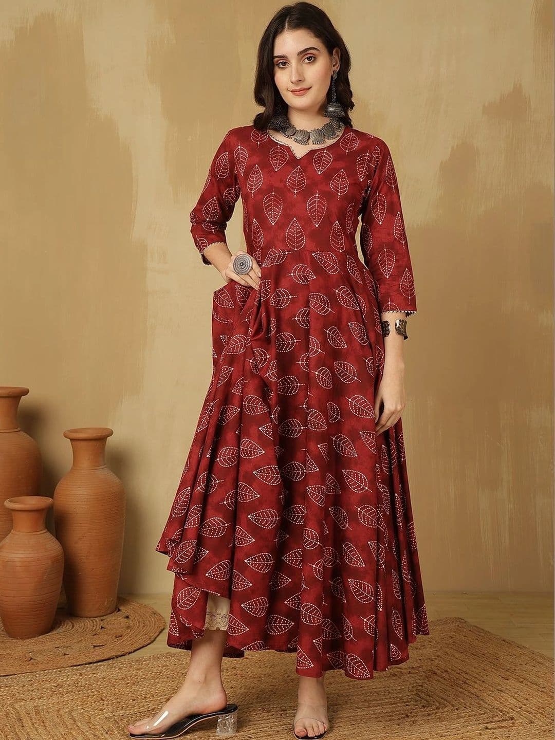 Sangria Women Ethnic Motifs Printed Indie Prints Anarkali Kurta thumbnail 2