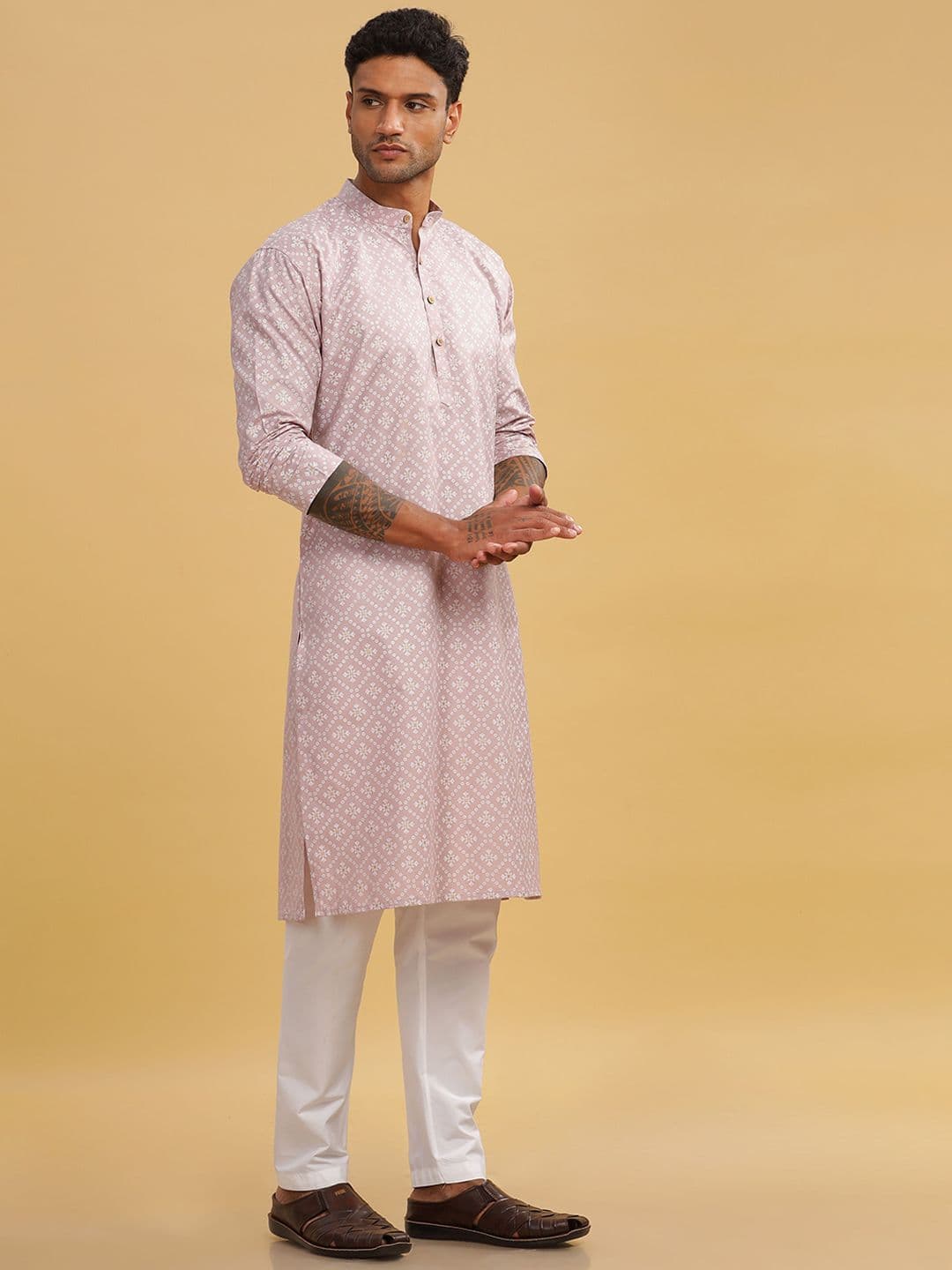 Anouk Printed Band Collar Straight Long Kurta thumbnail 6