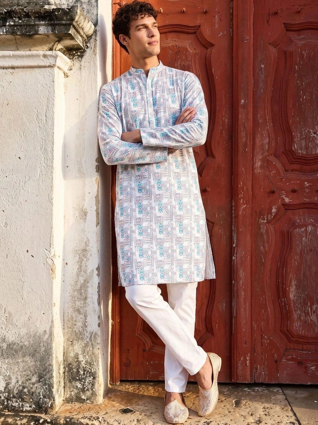 DRIP CHOWK Men Geometric Printed Kurta thumbnail 4