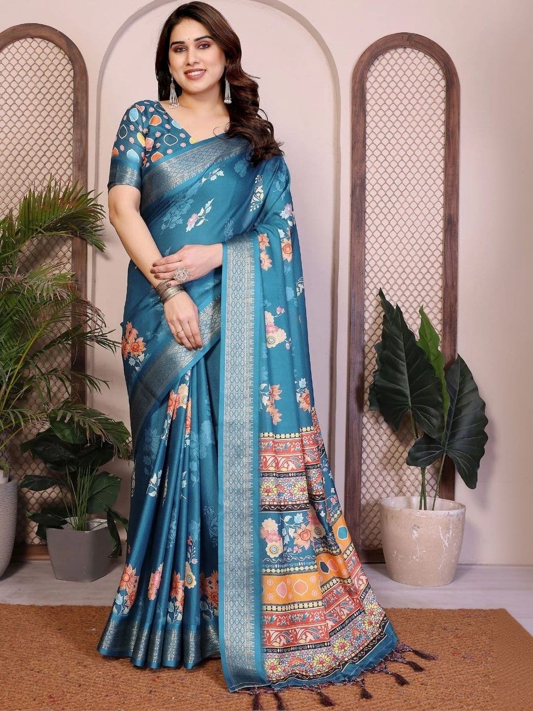 Mitera Floral Designer Saree - view 1