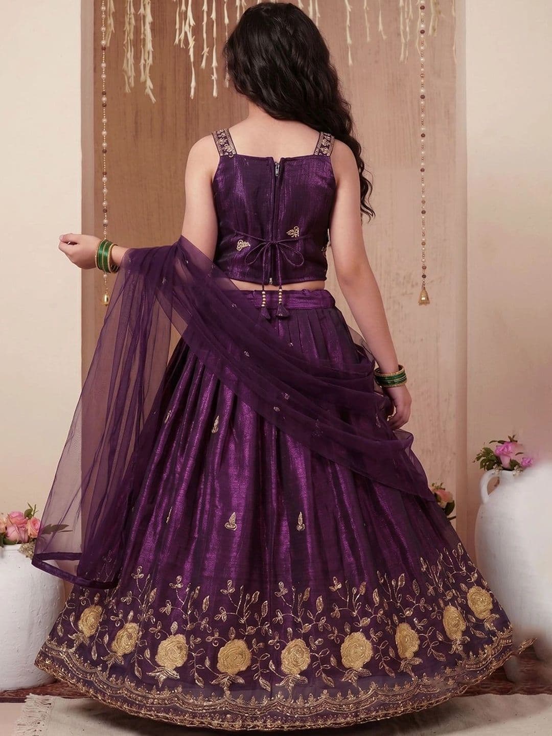 FASHION DREAM Girls Embroidered Mirror Work Ready to Wear Lehenga & Blouse With Dupatta thumbnail 6