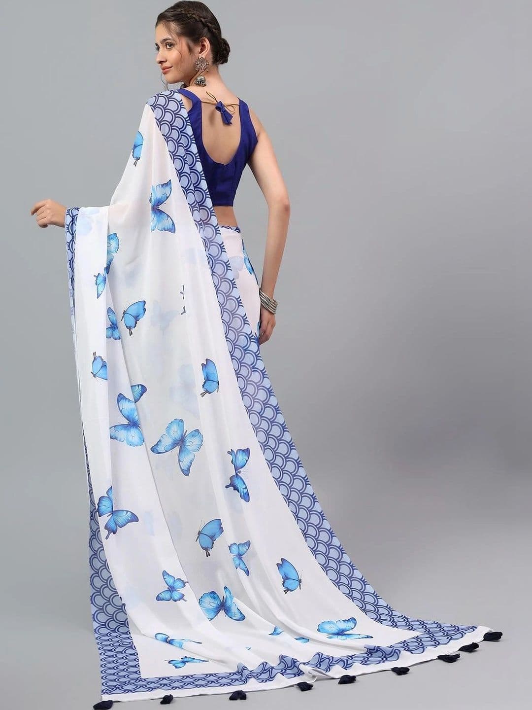 Pixie lane Floral Pure Georgette Saree thumbnail 3