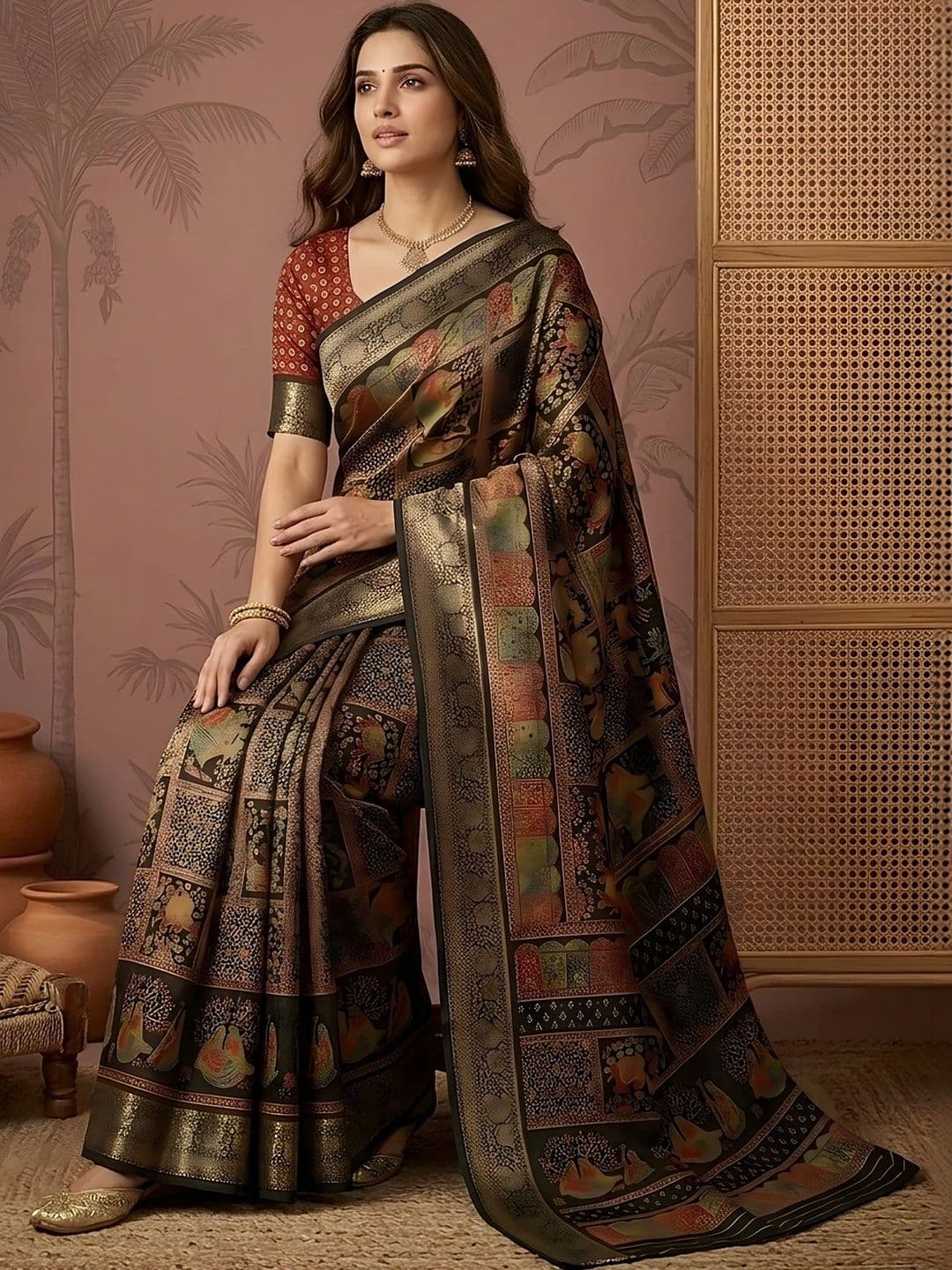 Sangria Woven Design Zari Silk Blend Saree thumbnail 4