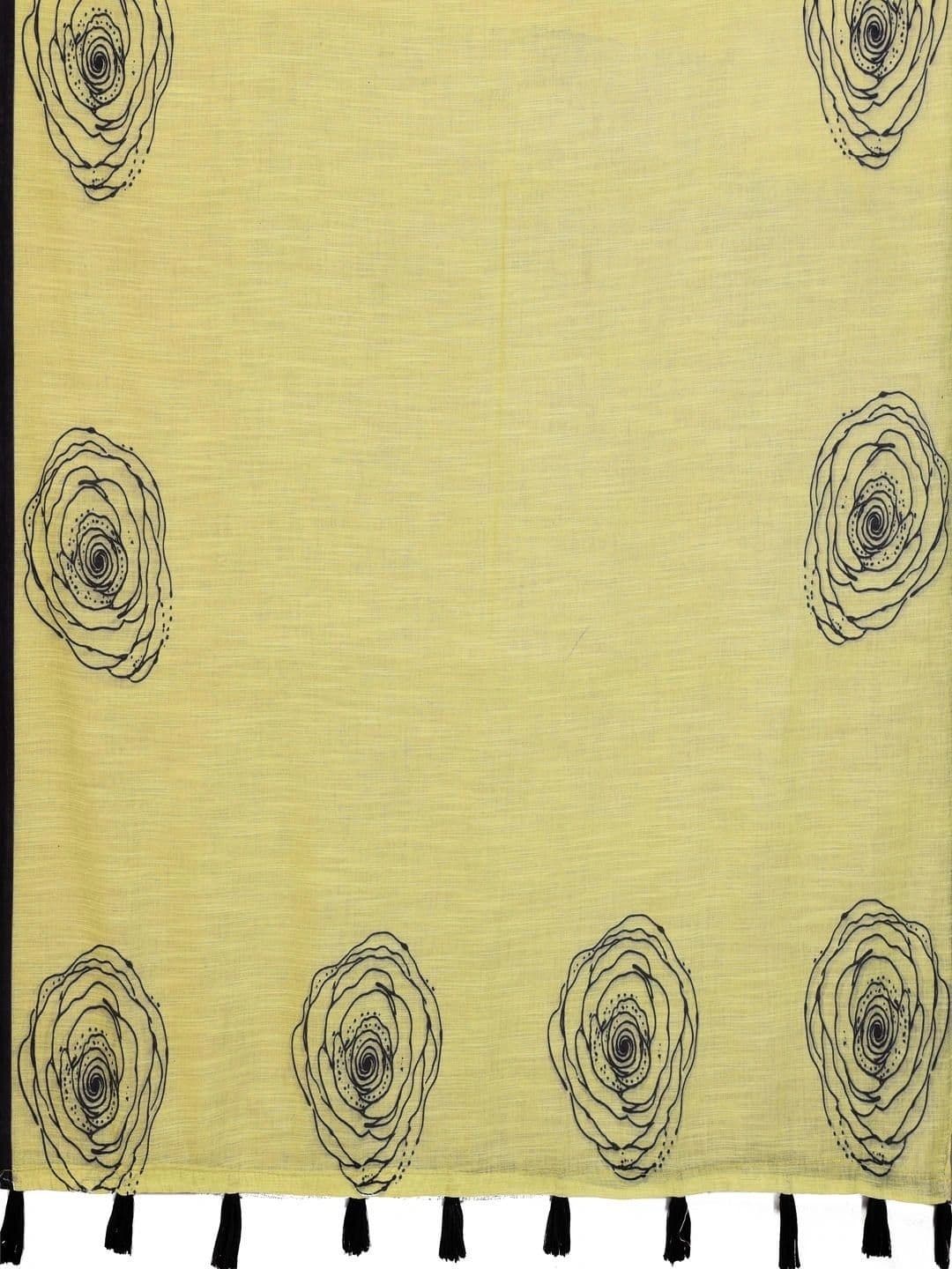 Pixie lane Women  Floral Zari Linen Blend Saree thumbnail 5