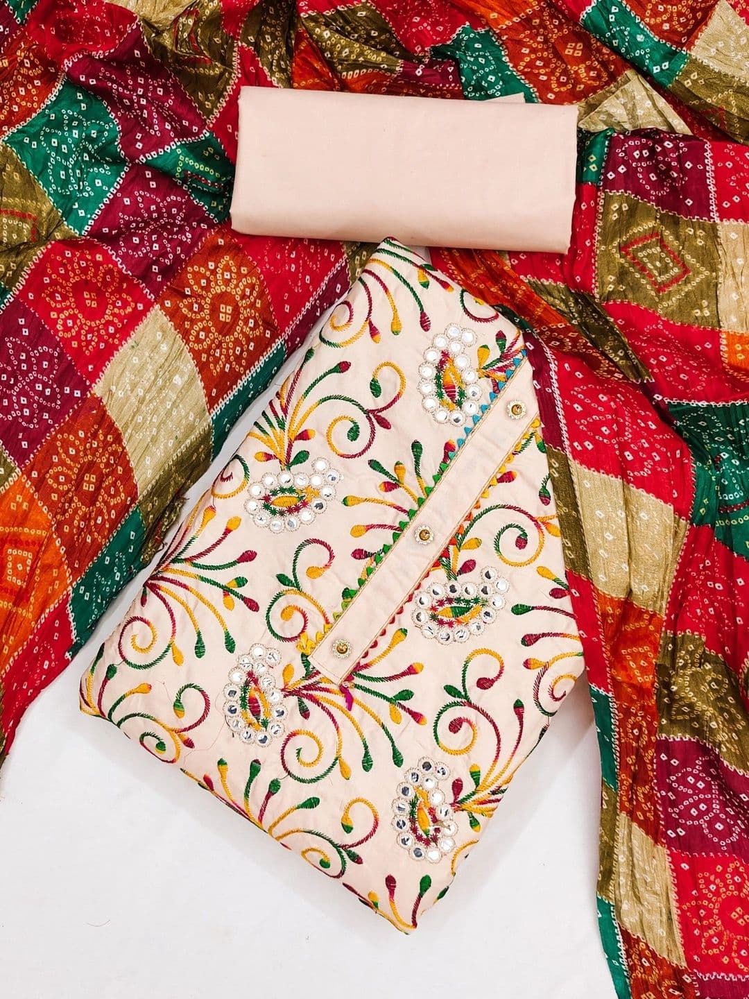 Dhaaga Ghar Women Embroidered Unstitched Dress Material thumbnail 3