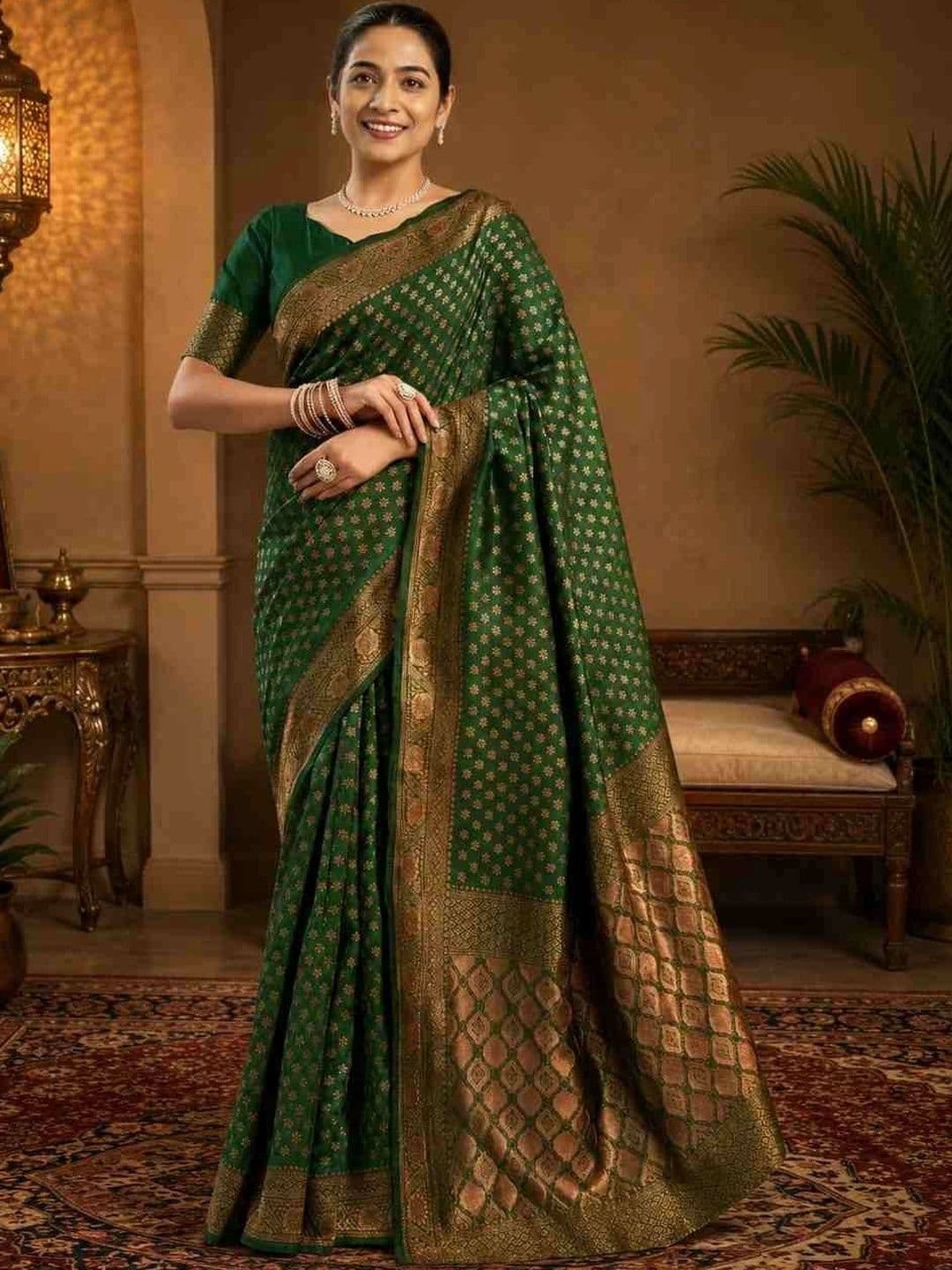 HERE&NOW Woven Design Zari Jute Silk Banarasi Saree - view 1