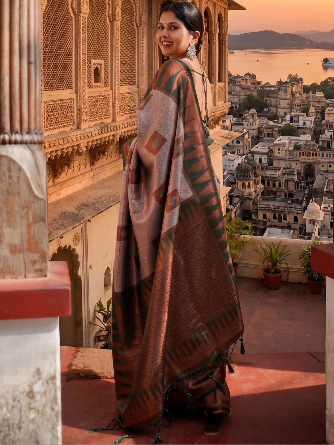 RUTVA FASHION Woven Design Zari Art Silk Banarasi Saree thumbnail 3