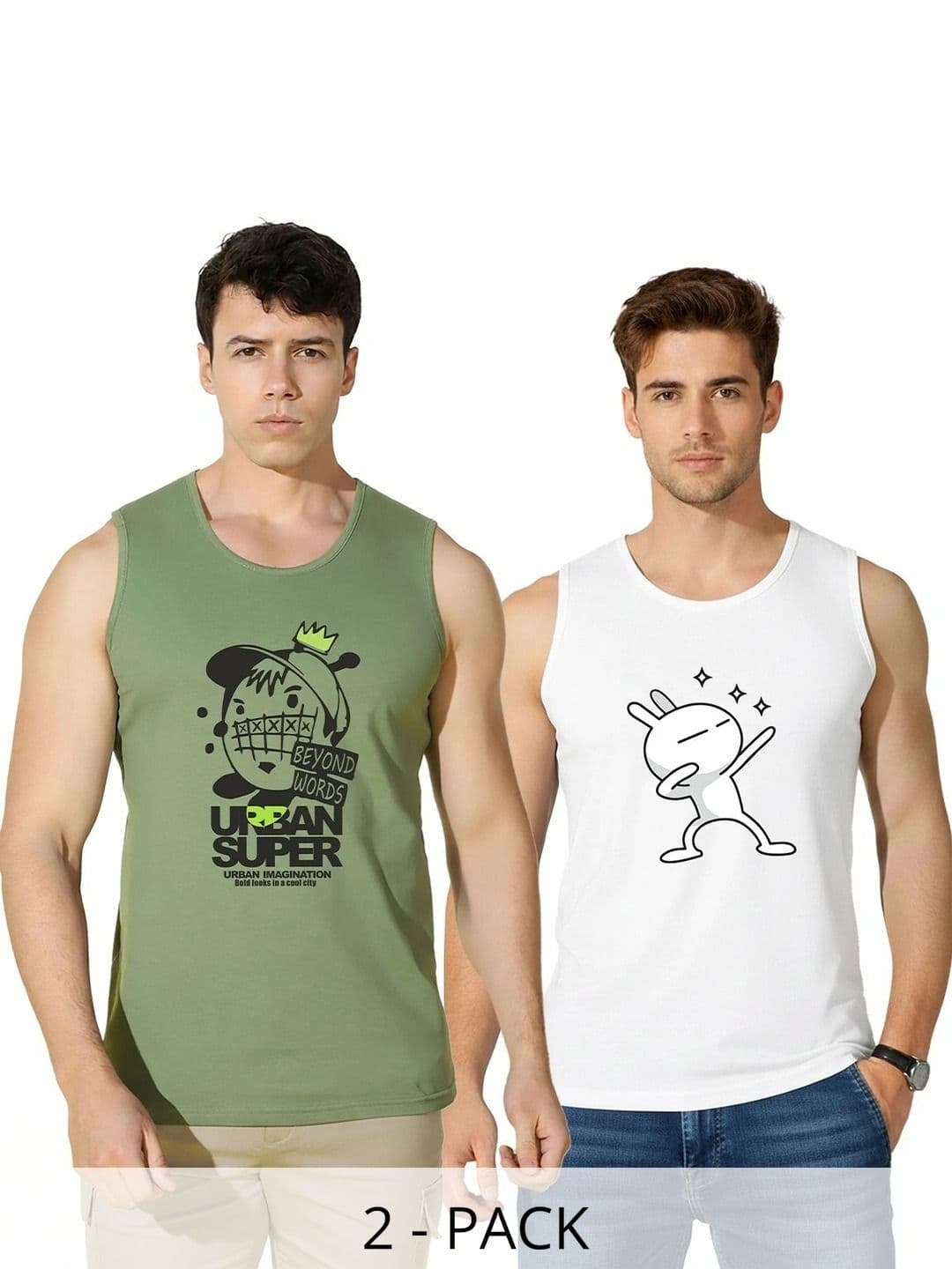 CRYPTIC Men Pack of 2 Graphic Printed Cotton Regular-Fit T-shirts - view 1