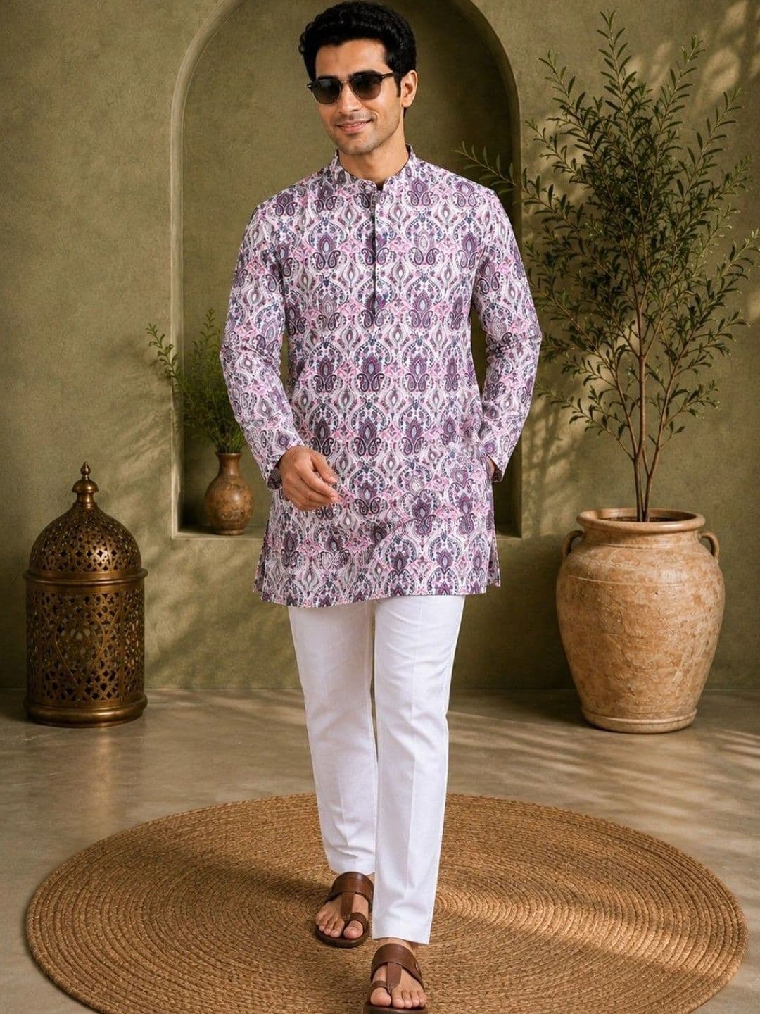 TATTVA Printed Thread Work Mandarin Collar Short Kurta thumbnail 5