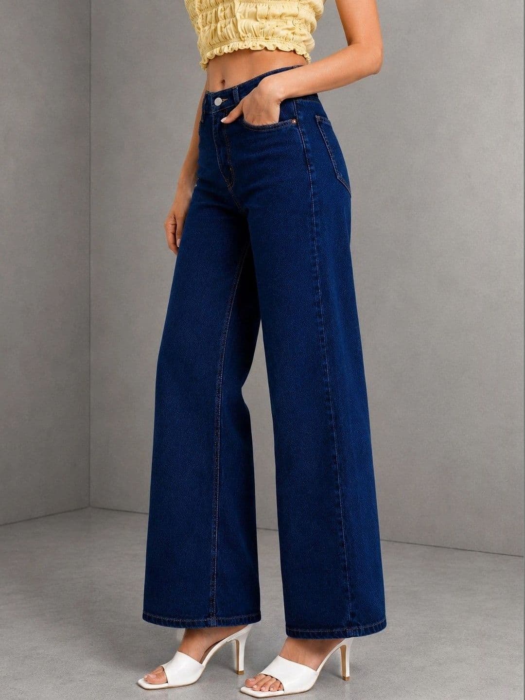 DressBerry Women Comfort Wide Leg High-Rise Stretchable Jeans thumbnail 2