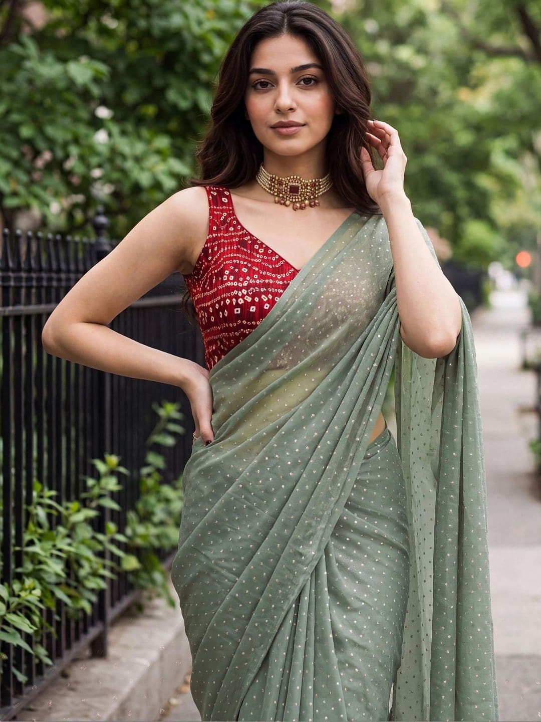 Looootnest Embellished Pure Georgette Saree thumbnail 3
