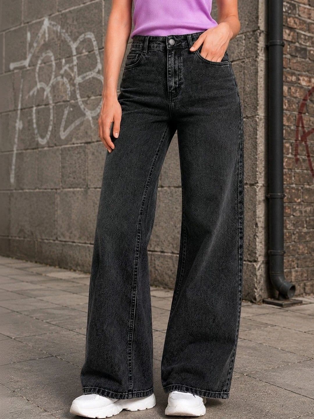 DressBerry Women Comfort Wide Leg High-Rise Light Fade Stretchable Jeans - view 1