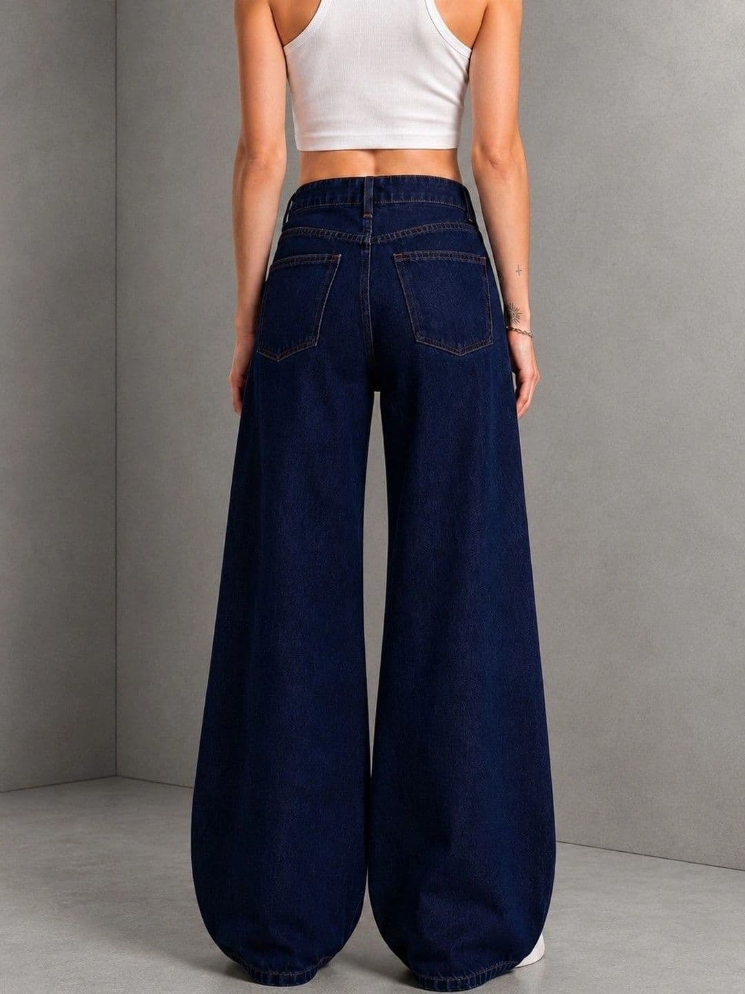 DressBerry Women Comfort Wide Leg High-Rise Stretchable Jeans thumbnail 2