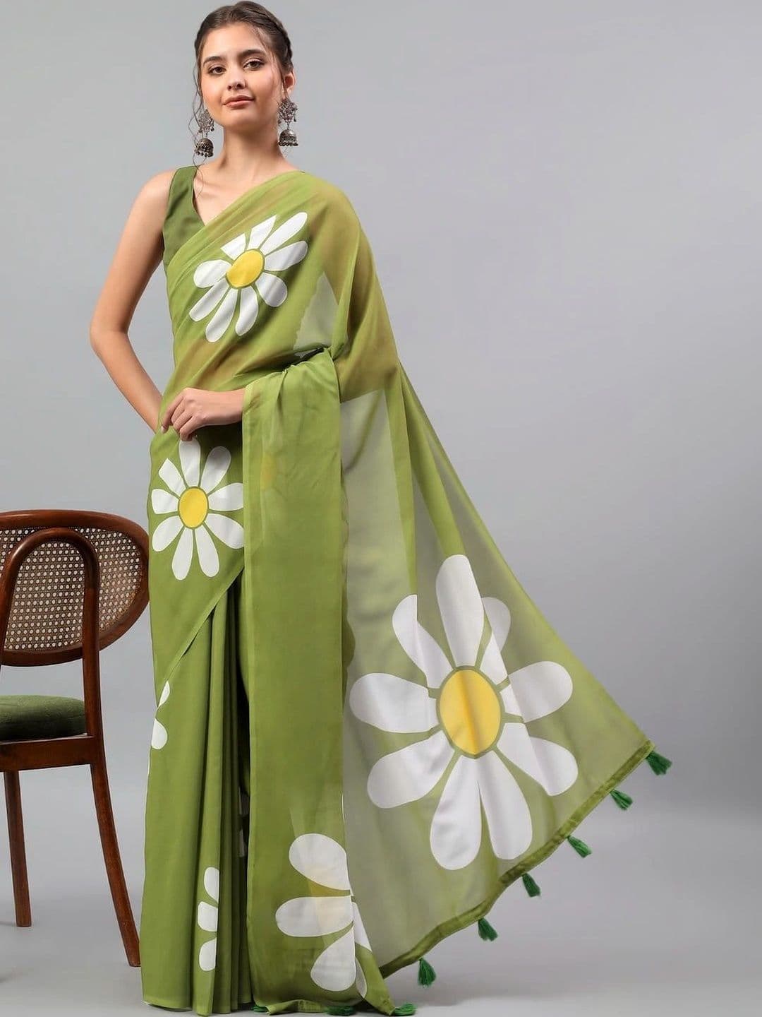 Pixie lane Floral Pure Georgette Saree - view 1