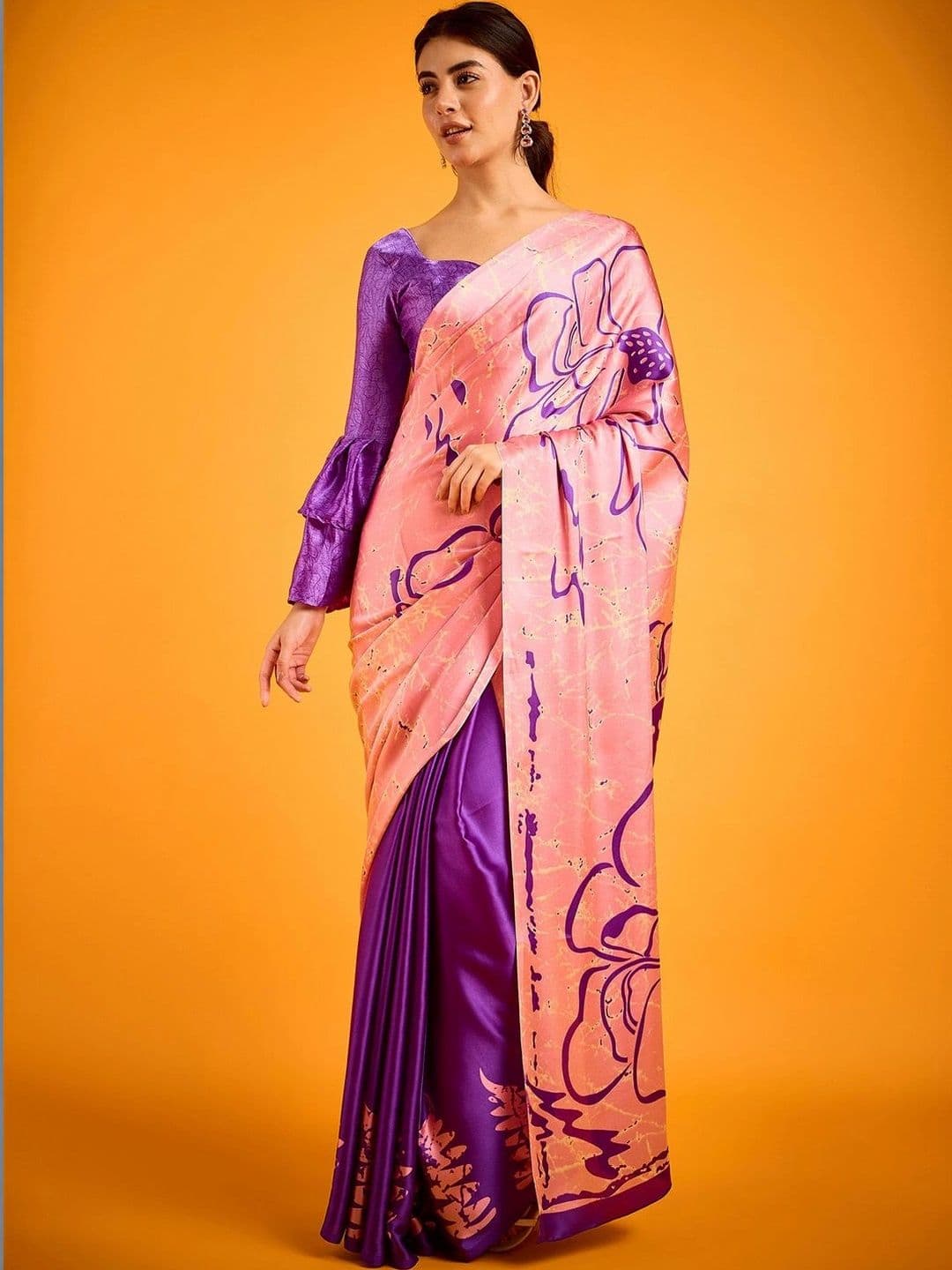 Saree mall Satin Designer Block Print Sarees - view 1