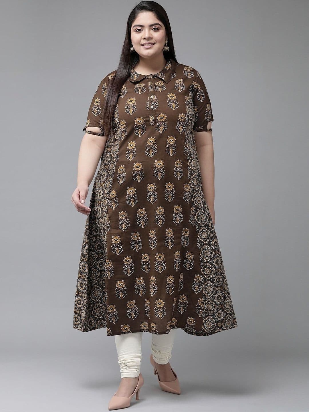 KALINI Women Floral Cotton A-Line Kurtas - view 1