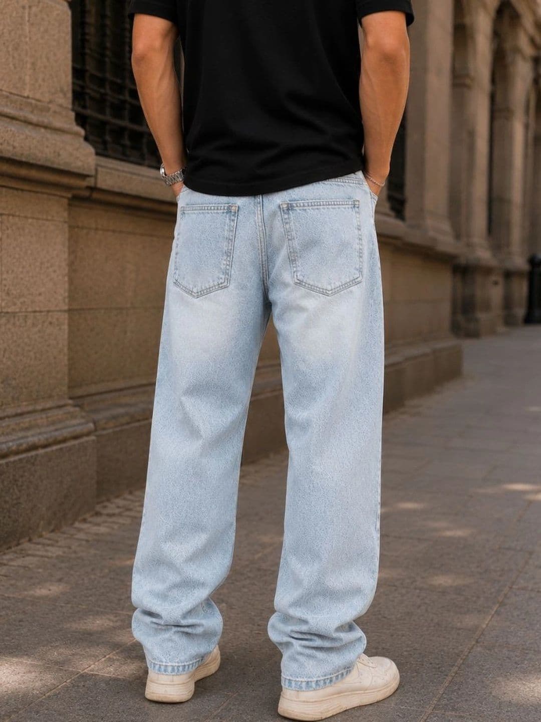 MQ Denim Men Straight Fit Mid-Rise Low Distress Light Fade Jeans thumbnail 5