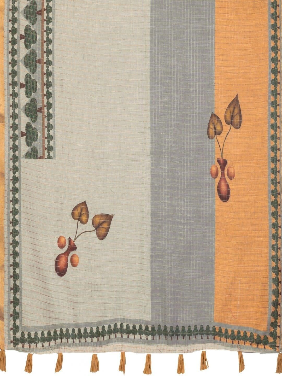 Pixie lane Striped Zari Linen Blend Saree thumbnail 4