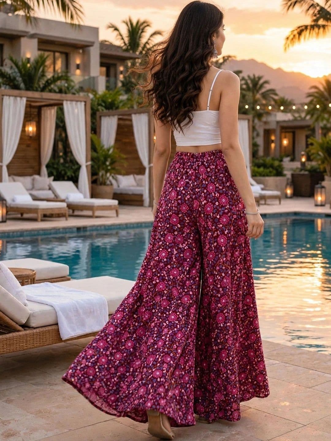 DIVYABHUMI FASHION Women Floral Printed Crepe Ethnic Palazzos thumbnail 4