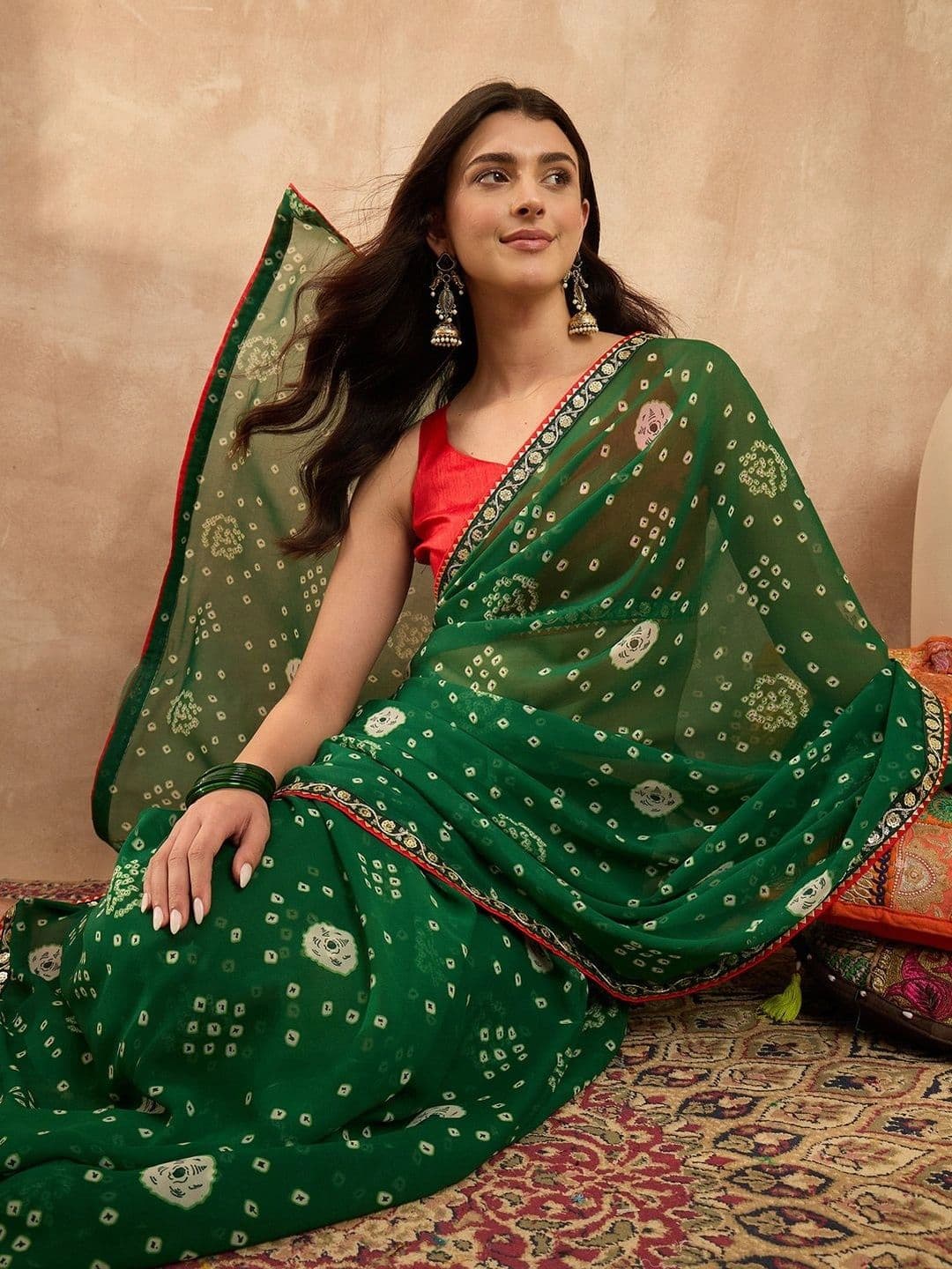 Sangria Bandhani Poly Georgette Designer Bandhani Saree thumbnail 5
