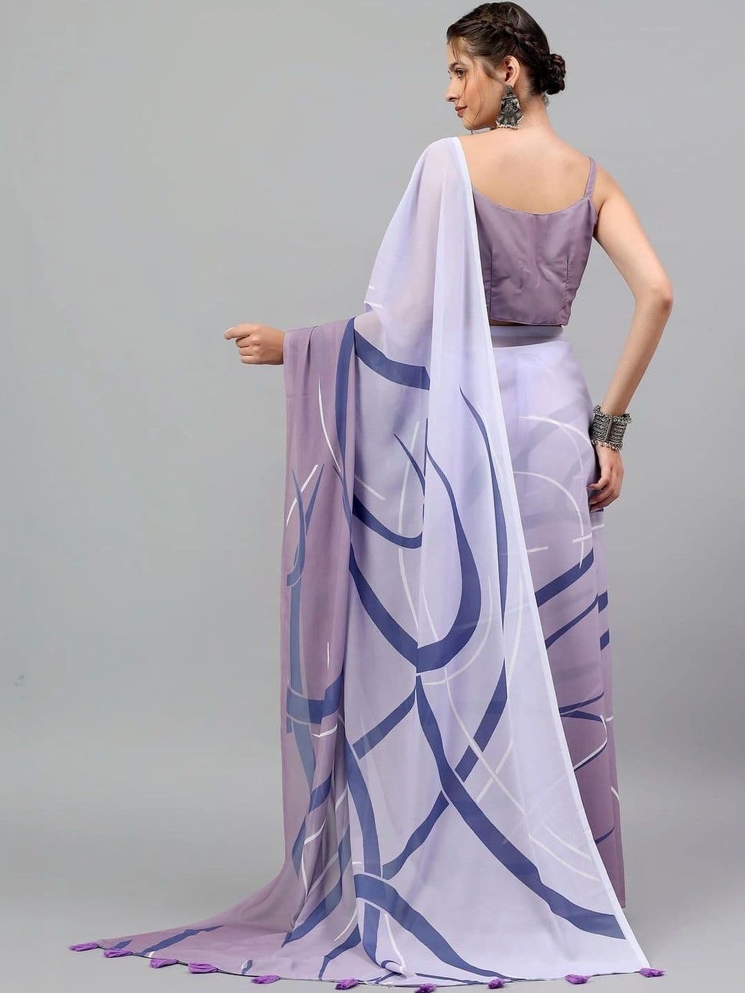 Pixie lane Poly Georgette Saree thumbnail 5