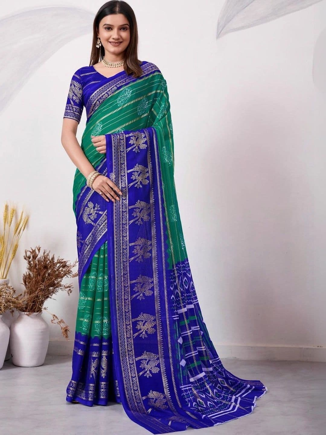 Pixie lane Zari Pure Georgette Paithani Saree - view 1